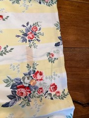 Floral Stripe Fabric 97” X 61” Yellow Cream Stripe Roses Flowers Defect Read