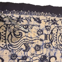 Vintage Blue White Batik Fabric Cotton 83″ x40″ Boho Coastal Tribal Tropical