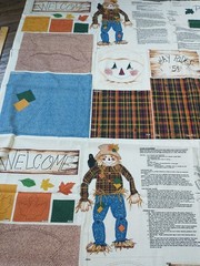 Lot Of 2 Patches Scarecrow Cut & Sew Fall Autumn Hay Rides Fabric Panel Spring