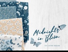 Midnight In Bloom Fat Quarter Pack By Camelot Birds Butterflies Navy & Peach