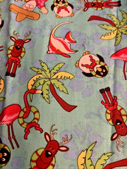 VTG Tropical Vacation Santa Flamingos Reindeer Palm Trees Tropical Fish BTFE