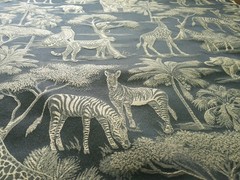 Vintage Jacquard Safari Animals Lush Palms Black/Greys/ Beiges High End BTY 3D