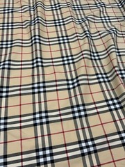 PLAID FABRIC 100% COTTON BEIGE TARTAN Red White Black ClassicCheck 2.0 meter
