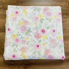 Fabric Baby Blanket Sew Quilt Craft Floral Super Soft Multicolor White 60”x61”