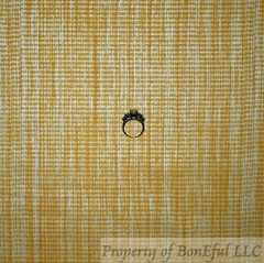 BonEful Fabric FQ Cotton Quilt Orange Yellow White Tone Silver Metallic Stripe S