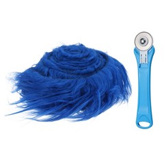 Sapphire Blue Faux Fur, 59” x 2” Shaggy Plush Fake Fabric with Rotary Cutter