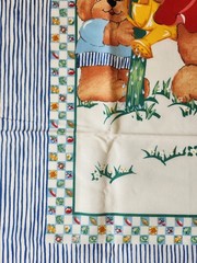 Vtg Teddy Bear Sunflower Theme Fabric Panel Quilt Blanket Sewing Wall Hang Baby
