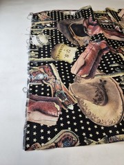 Robert Kaufman Cowboy Fabric 2 Yards Western Boots Hats Cotton Quilting USA