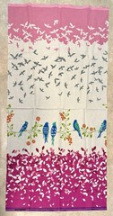 44×23” KOKKA Echino BIRDSONG Pink Cotton Linen Fabric OOP Etsuko Furuya Japan
