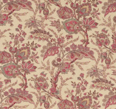 GP & J BAKER CURTAIN FABRIC DESIGN Jewel Indienne 4.5 METRE RED/BLUE LINEN BLEND