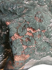 Summer HUNTER GREEN Floral Pattern Double Dyed Flat Lace on Mesh Fabric by the