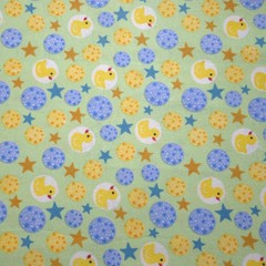 Yellow Rubber Ducks and Stars Green Flannel Fabric 45″ By The Yard
