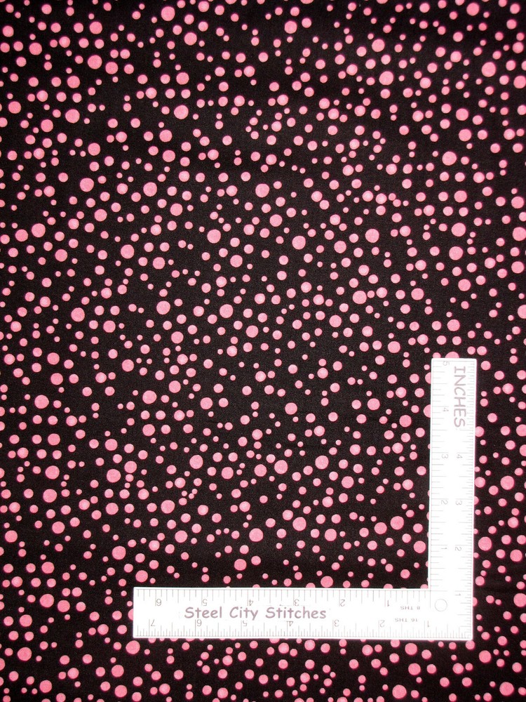 Loralie Designs Balloon Dots Fabric Half-Yard Circle Bubble Pink Black Cotton