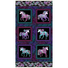 SALE! 23 x 42. panel colorful unicorns in 6 squares Benartex D386.05 metallic