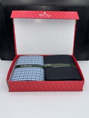 Reid & Taylor Suit Fabric Gift Set 2pc Blue Check & Solid Shirting Sewing Craft