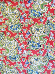 1940’s Vibrant Paisley Sewing Fabric 3yds Red Blue Green Yellow Cotton 35 x109″