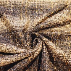WOW! Felted-Back Flat Boucle Vintage Wool Suiting w/ Gold Threads – Unique, Fab!