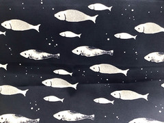 Navy Fish Outdoor Fabric Upholstery Pillow Deck Chair Cushion 2.5 Yard Lot