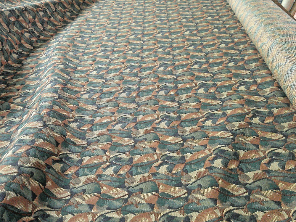 Vintage Tapestry 80’s – 90’s Abstract Woodland Colors Earthy 2.75 Yds Greens