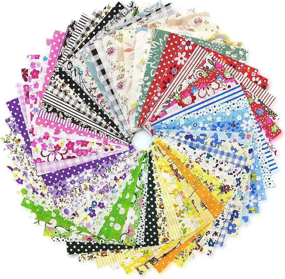 120PCS 4×4″ Cotton Fabric Squares Precut Quilt Craft DIY Sewing Patchwork