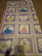 Vtg Cotton Fabric Beautiful Princesses Lattice BY Disney Cinderella Snow White