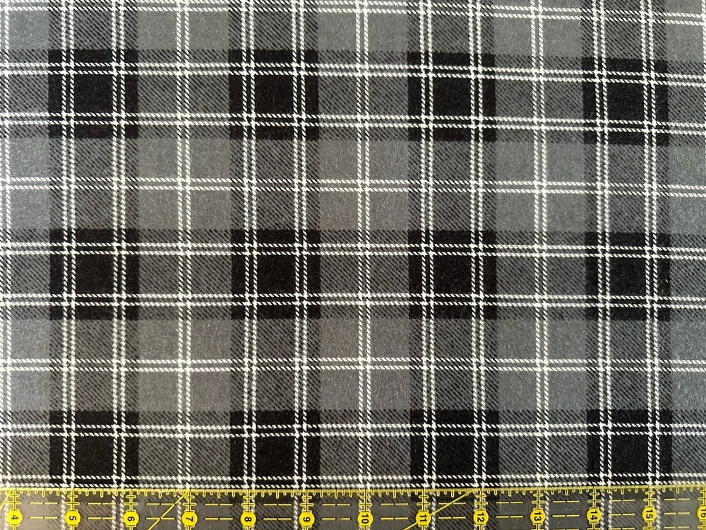 Black Grey Gray Charcoal White Plaid Flannel Cotton Fabric Material Eddie Bauer