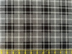Black Grey Gray Charcoal White Plaid Flannel Cotton Fabric Material Eddie Bauer