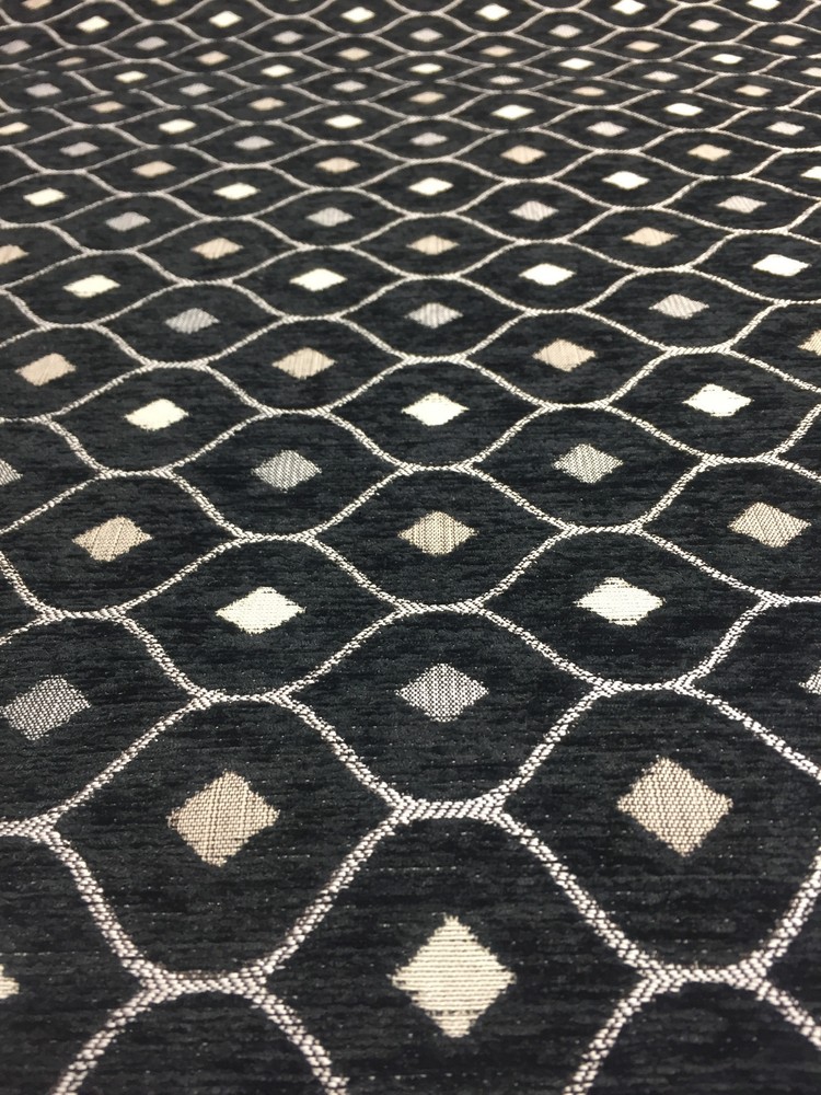 Black Silver Diamond Fabric Chenille upholstery Fabric by the yard