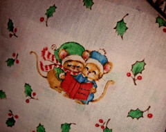 VTG Spring Mills Hallmark Christmas Critters Baby Animals Allover Toss BTFQ