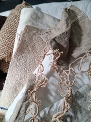 Neutral Needlework Slow Stitch Bundle Vintage Fabric Embroidery Lace Craft Sew