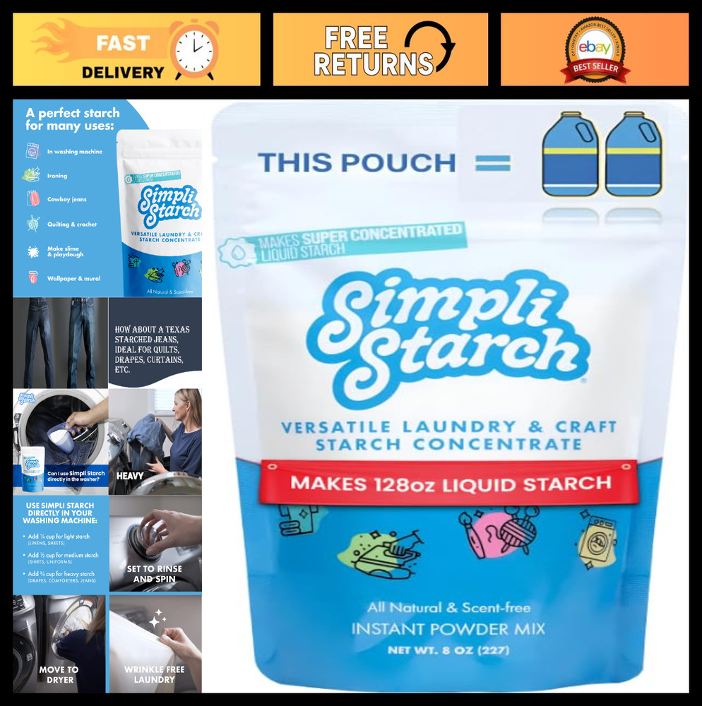 Dissolvable Liquid Starch Powder Mix – 128 Oz for Fabric Stiffening, Wrinkle Rem