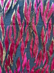 Burgundy Velvet Burnout on chiffon Fabric By the Yard 46″ Wide