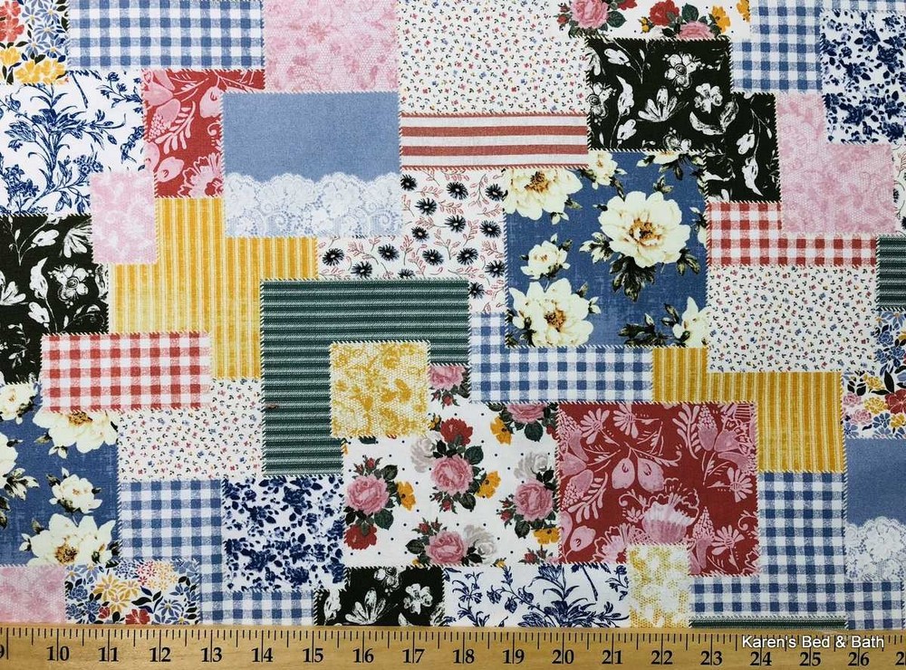 Boho Patchwork Fabric By the Yard, Shabby Chic Quilting Cotton Material t9/14