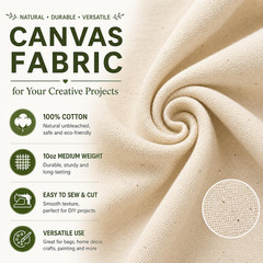 Canvas Fabric, Premium 10oz 100% Cotton Duck Canvas Fabric by The Yard, Canvas M