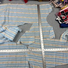 Vtg Blue White Striped Floral Voile Open Weave Remnants Crafting Lot 3.1oz