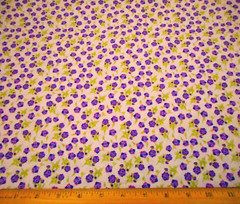Quilt Fabric 1 1/4 Yard SALE PURPLE Lavender Grn Floral White Premium Cotton #PC