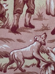 Red French Toile Scenic Cotton Upholstery Fabric 56″W – Vintage, By the Yard
