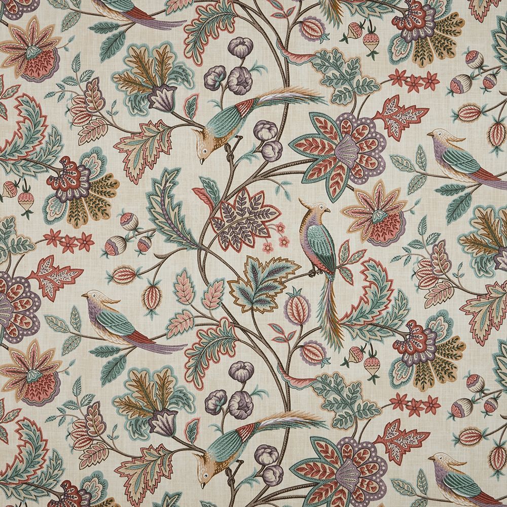 Curtain Upholstery Fabric Chanterelle Wineberry Ornate Bird Floral Cushion Blind