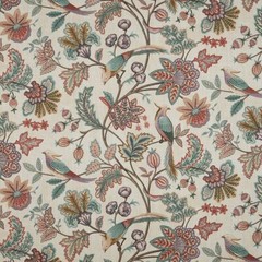Curtain Upholstery Fabric Chanterelle Wineberry Ornate Bird Floral Cushion Blind