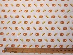 Hot Dogs Pretzels Hot Dog Pretzel Snacks Food White Cotton Fabric FQ