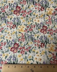 Vtg Floral Fabric By Fashion Ave For Fabri-Quilt Maroon Yellow Green Cream BTHY