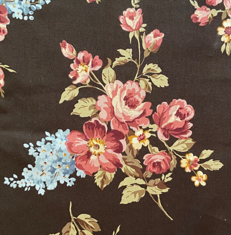 Pink Brown Floral Cotton Fabric Timeless Treasures Sewing Quilting 2.33 Yd x 45″