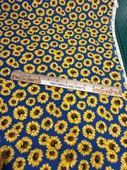 MDG Sunflower Dance on Royal Blue 100% cotton fabric by yard 36 x 44 Sunflowers