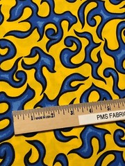 MDG On Fire 100% cotton fabric by the yard like Motorcycle flames Yellow & Blue
