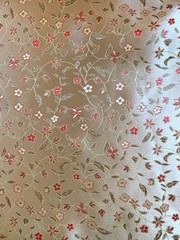 Vivienne GOLD RED Floral Brocade Chinese Satin Fabric by the Yard – 10041