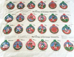 Vintage Manes 12 Days of Christmas Ornament Cut & Sew Panel Cotton 1 Yd Uncut