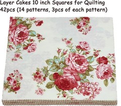 Layer Cakes 10 inch Squares for Quilting, Pre-cuts 42Pcs Vintage Floral Print Co