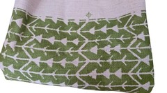 Carolina Irving 2 Yards Amazon Leaf Green Linen Hand-Painted Fabric Designer