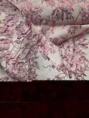 Fabric Sold By The Yard Pink Metallic Floral Flowers Brocade For Dress Upholster
