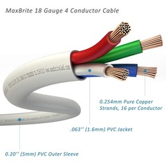 LED Cable 4 Conductor Jacketed In-Wall Speaker Wire UL/cUL Class 2 (100ft. Sp…
